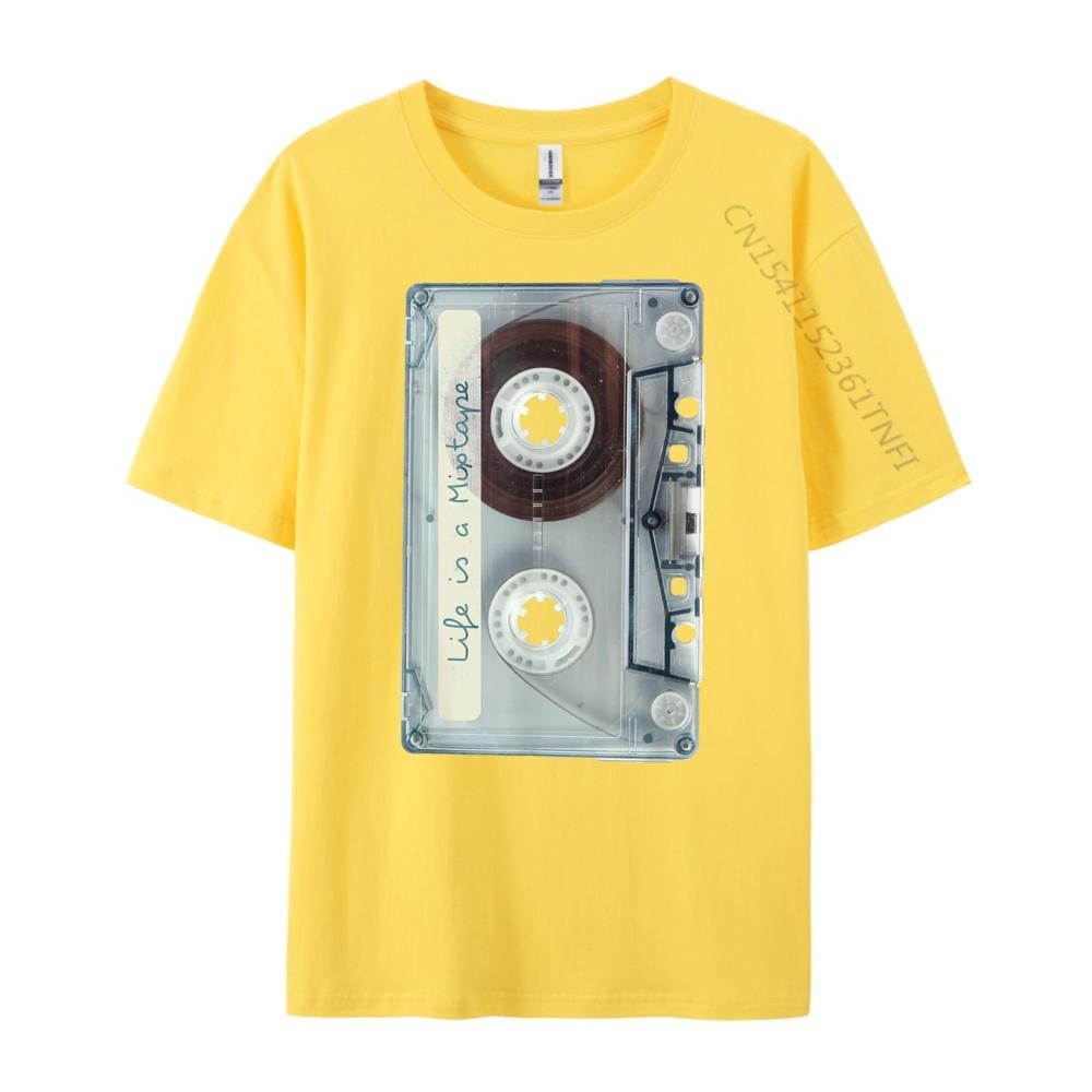 Life Is A Mixtape Old School Tape Cassette Printed T-Shirt Male T-Shirt Graphic Cotton Short Sleeve