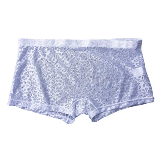 Men Boxer Underwear Low-rise Elastic Waistband Shorts Briefs Solid Color Printing U-convex Panties Breathable See-through Shorts Underwear