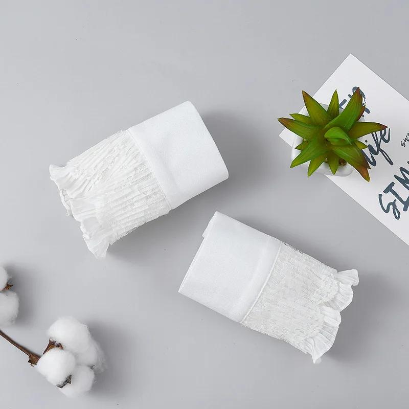 

1 пара женских накладных рукавов-фонариков, плиссированные накладные манжеты, однотонные, гетры для запястий, манжеты-рожки, аксессуары для одежды One Size