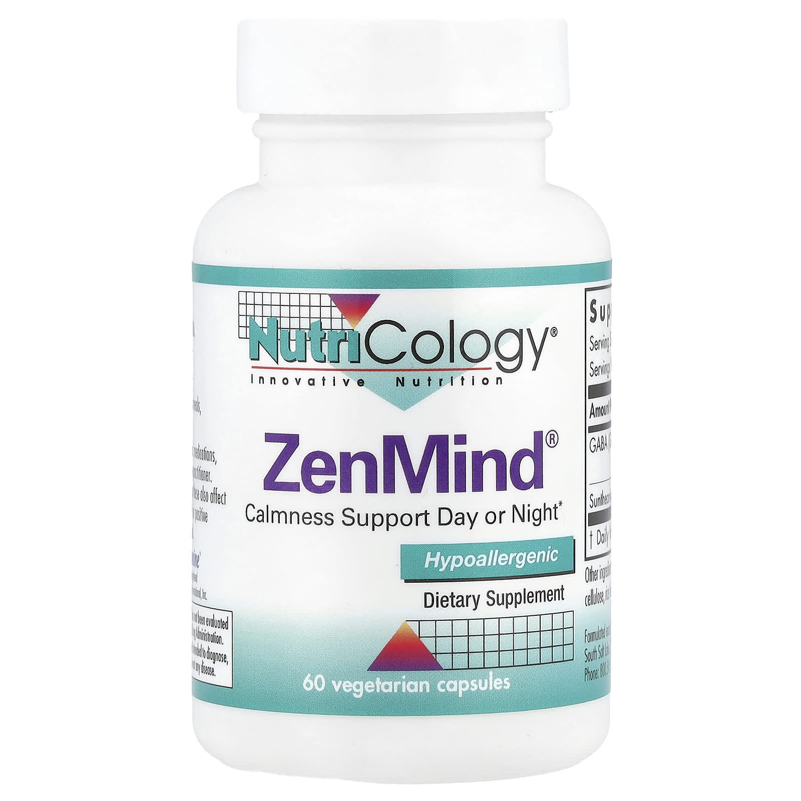 

Nutricology, ZenMind, 60 Veggie Capsules