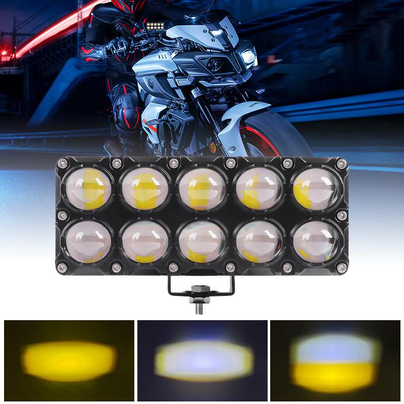 

Auxiliary Motorcycle Spotlight 10 Lens White&Yellow Dual Color Universal Driving Light Spotlight for Motorbike Car Trucks SUV UT White Yellow