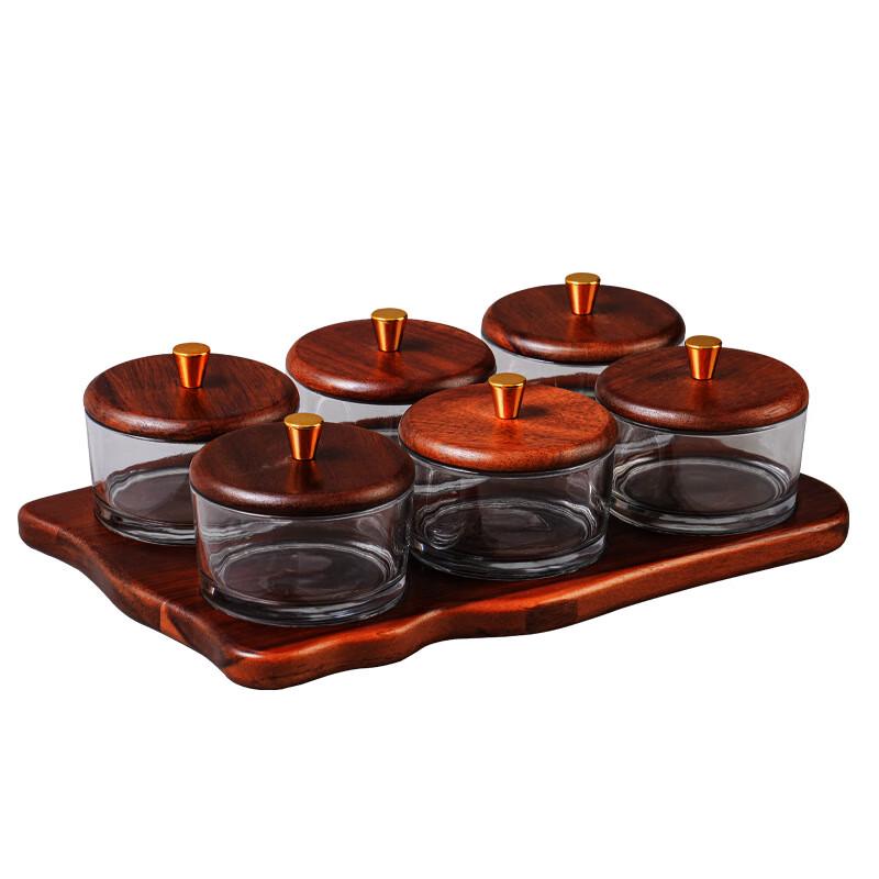 Acacia Wood Divided Snack & Fruit Tray with Lid