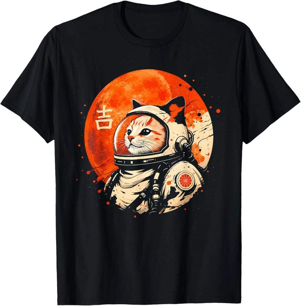 Lucky Space Cat Astronaut Japanese Kanji Cosmic T-Shirt