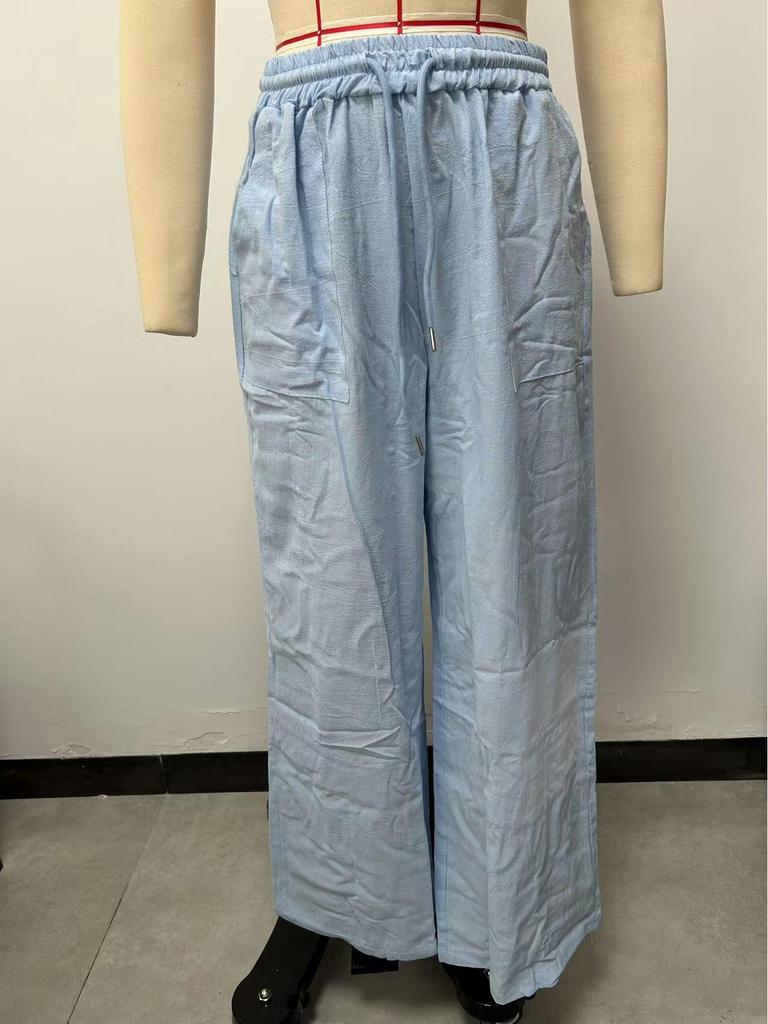 Dámské ležérní kalhoty s mikropřechodem, stahovací šňůrkou a širokými nohavicemi (2025)