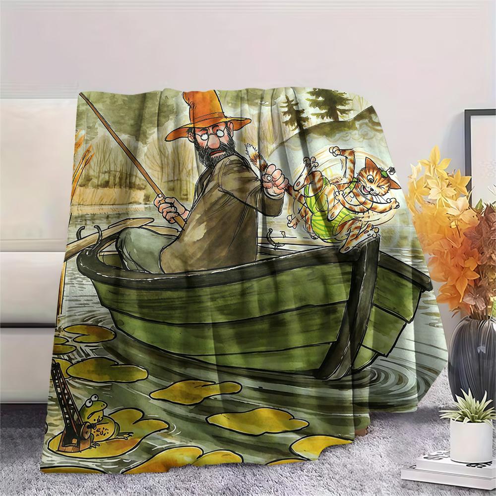 Pettson and Findus Flannel Blanket, High quality Comfortable for All Seasons, Home Decor, Warmth and Comfort