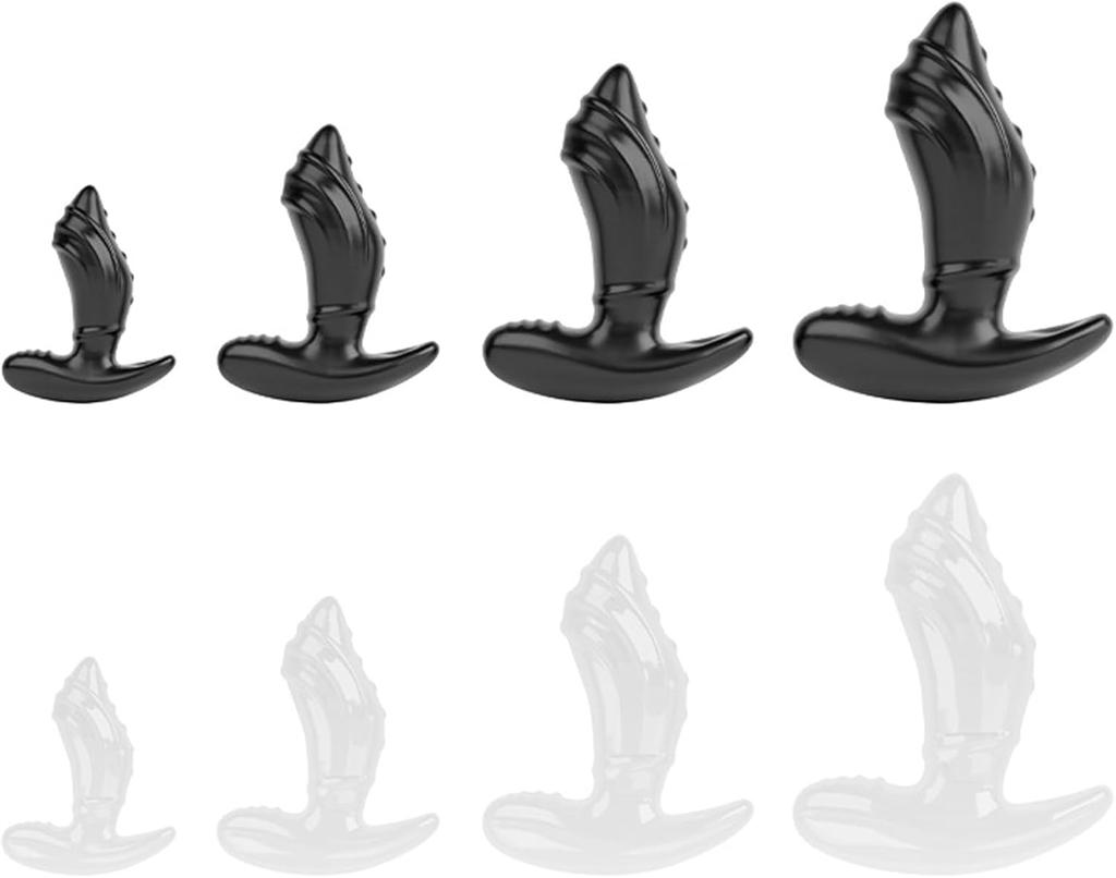 Anální kolík s T-základnou Nositelný anální kolík se 4 velikostmi Masáž prostaty pro muže Nositelný anální trenažér pro anální dilataci