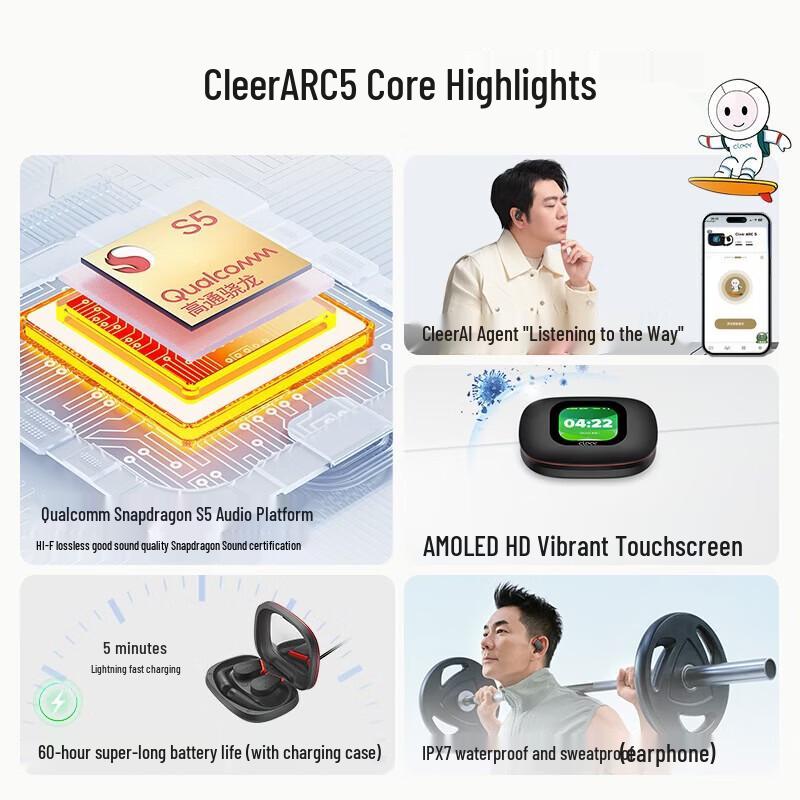 Cleer ARC 5 Open-Ear AI Bluetooth Sport Headphones