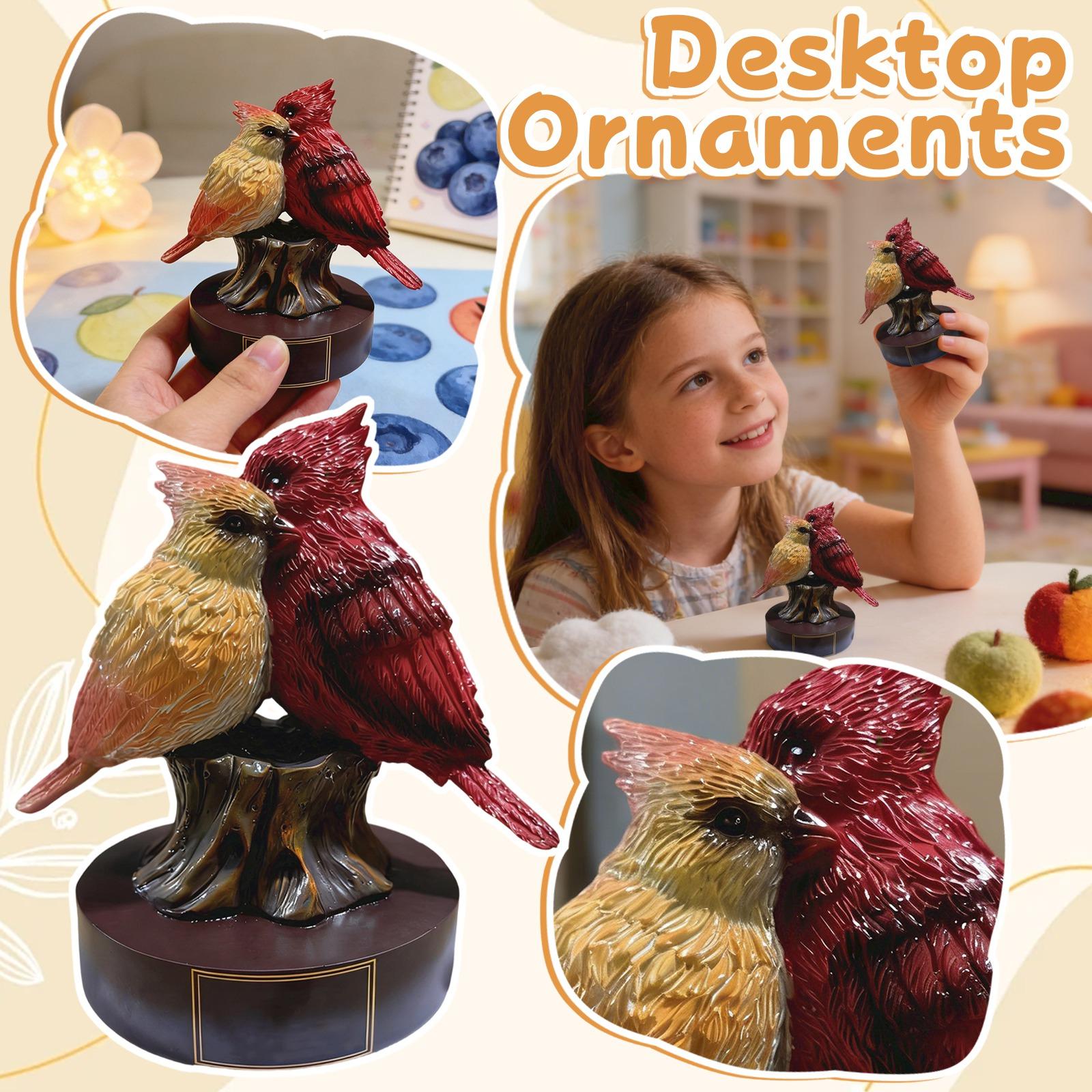

Bird Resin Sculpture Heartwarming Love-Themed Ornament A Home Decor Piece For Your Desk One Size