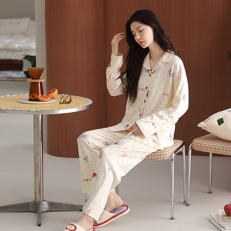 Zaisuo 100% Cotton Pajamas ong Seeve ong Pants Autumn Winter Homewear Set Comfortabe Pure Cotton Suitabe for Outdoor Wear