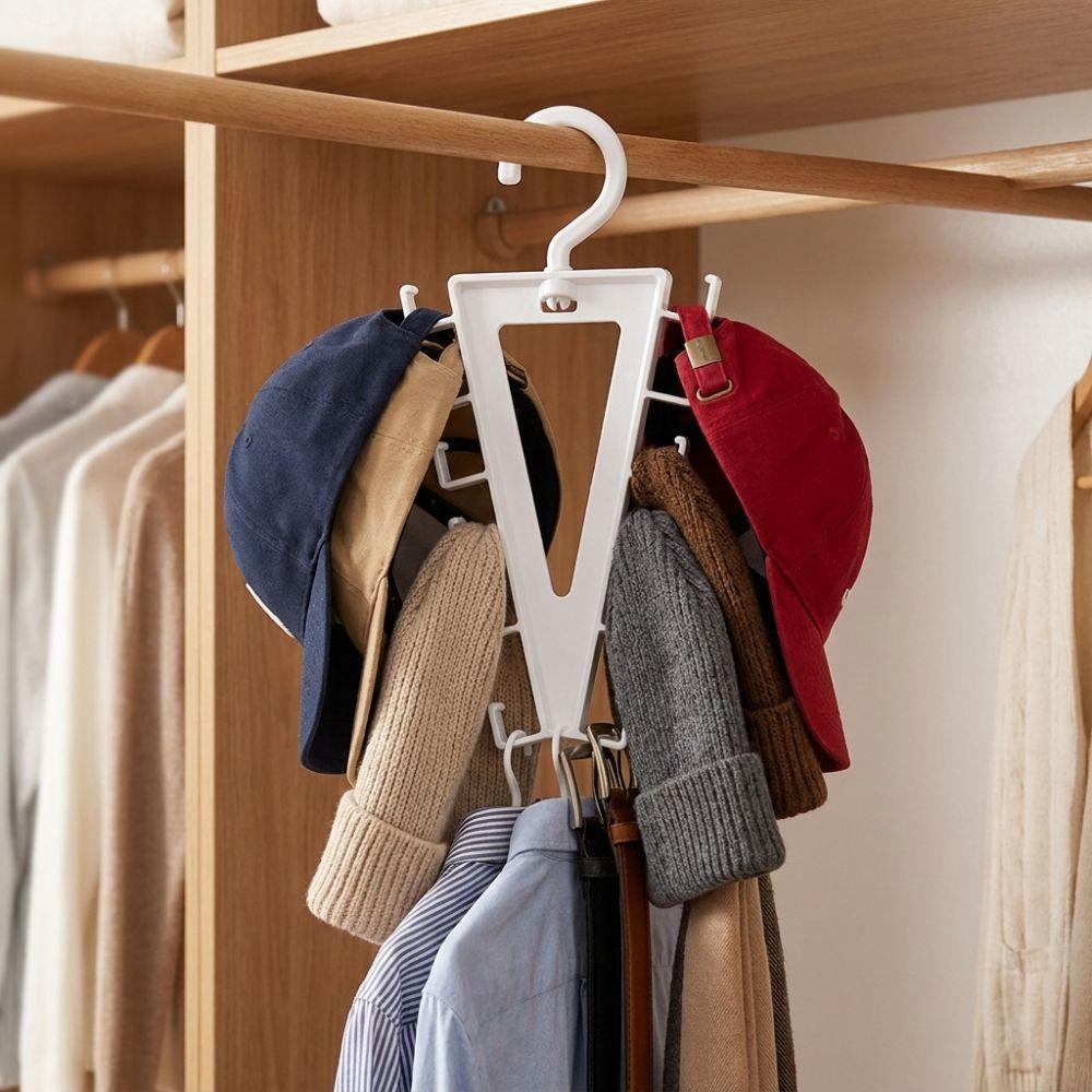 2Pcs Non Slip V-Shape Hanger Rotatable Clothes Drying Rack Multi-Purpose Hat Storage Hook Household