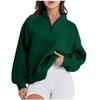 Women's Casual Fashion Long Sleeve Solid Color Zip Sweatshirt Top