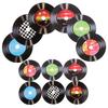 12Pcs Retro Vinyl Record Decoration Wall Stickers Paper Records Home Decor Music Naments Fake Discs Art Black White Colorful