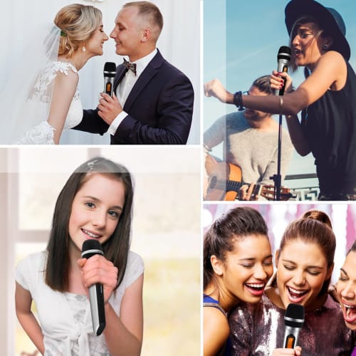 Alvoxcon Wireless Microphone Set, UHF Wireless Handheld Microphone, Karaoke, Vocal Microphone, Recording, Amplification, Camera, Smartphone, Lightweig