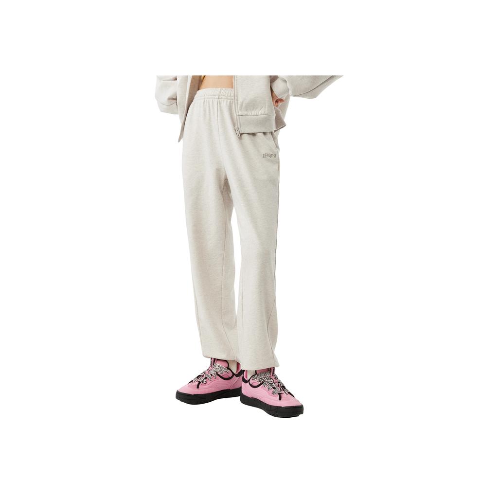 Li Ning Sports Lifestyle Series Casual Tapered Comfortable Versatile Knitted Sports Pants Women Pants Flower-Gray Tile-Gray AKLV268-7