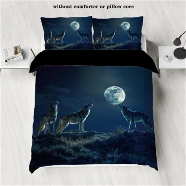 

Wolf And Moon Theme Series Print Bedding Set,Comfortable,Warm,For Bedroom,Hotel,Homestay(1*Down Duvet Cover+2*Pillowcase,No Core Us Twin 173x218cm