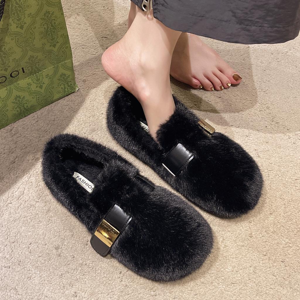 Winter Shoes Women Round Toe Slip-on Female Footwear Loafers Fur Casual Sneaker Autumn Modis Slip On Dress Moccasin New Fall