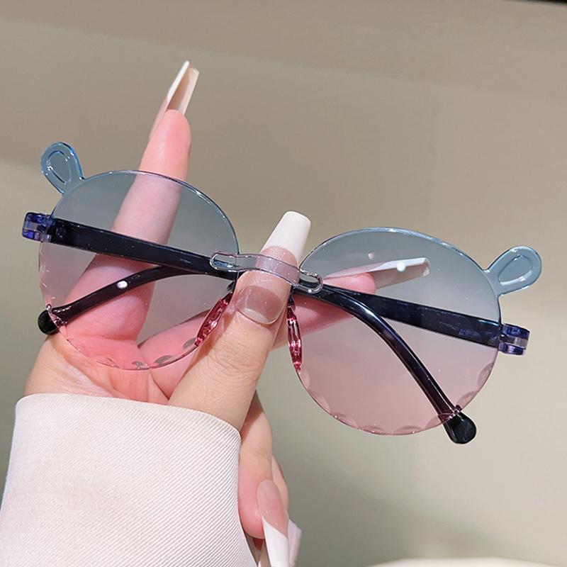 1/7 Pcs Rimless Children Sunglasses Fashion Gradient Multi-color Decor Shades Kids New Trendy Cute Stylish Design Sun Glasses