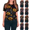 Halloween All Over Print T Shirt, Cute Pumpkin Graphic Tee for Women Men