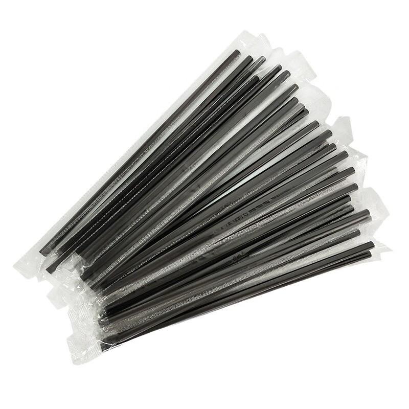 ZISIZ Individually Wrapped Black Straight Straws