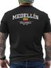 T-shirt Grafica da Uomo Heritage Colombiana Medellin - Nera con Stampa Posteriore Rossa e Gialla