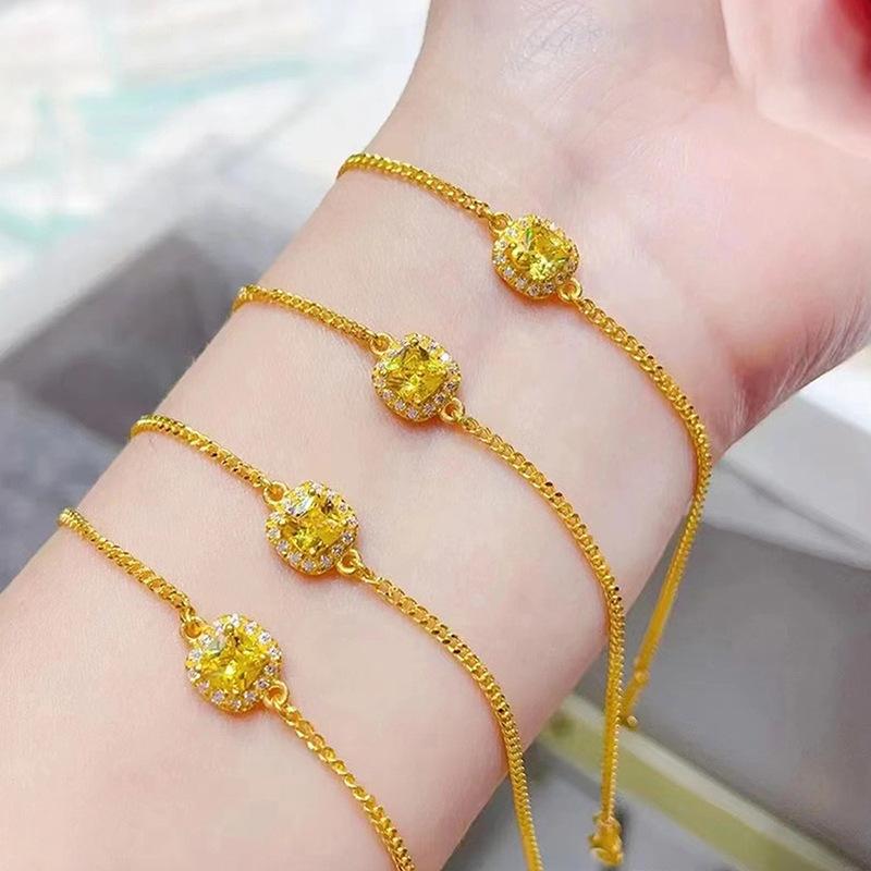 24k zircon small sugar cube bracelet light luxury high-end simple bracelet women's fashion versatile jewelry women