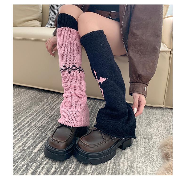 Asymmetric Skull Y2K Knitted Long Warmers: Lolita Wide Leg JK Girl Socks