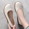 White Genuine Leather Ladies Breathable Summer Shoes Women Flats Slip-On Loafers Round Toe Soft Flat Shoes Casual