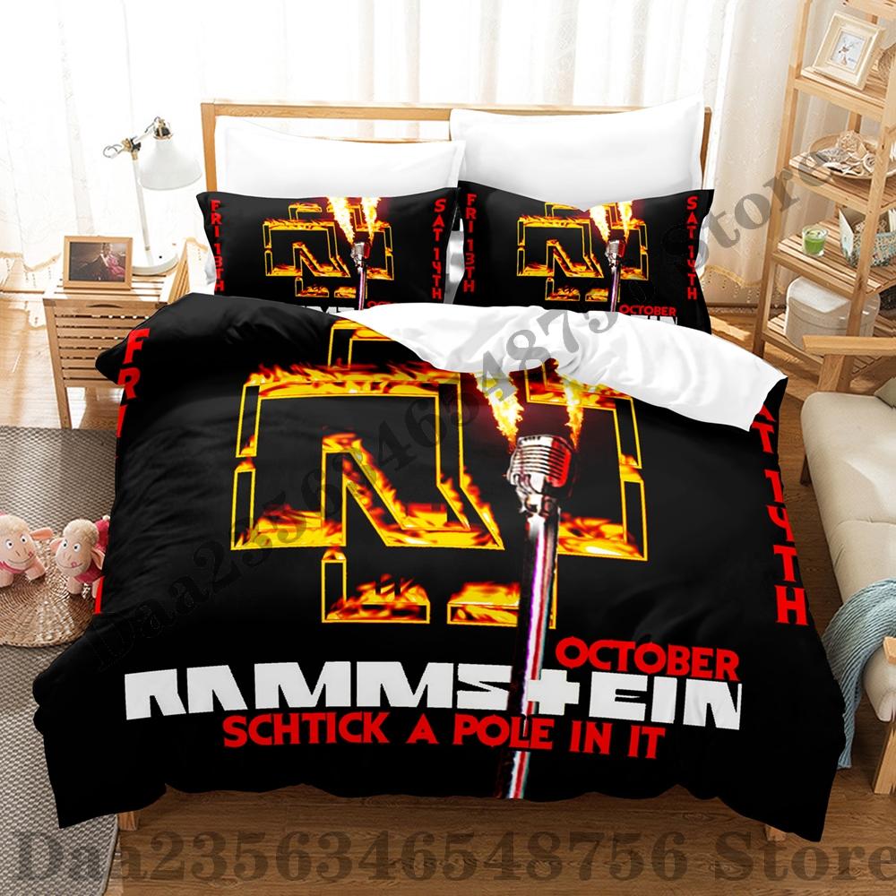 Rammstein Bettwäsche Set Einzelbett Twin Full Queen King Size Bettwäsche Set Erwachsener Kind Schlafzimmer Bettbezug Sets 3D Anime Bettlaken Set