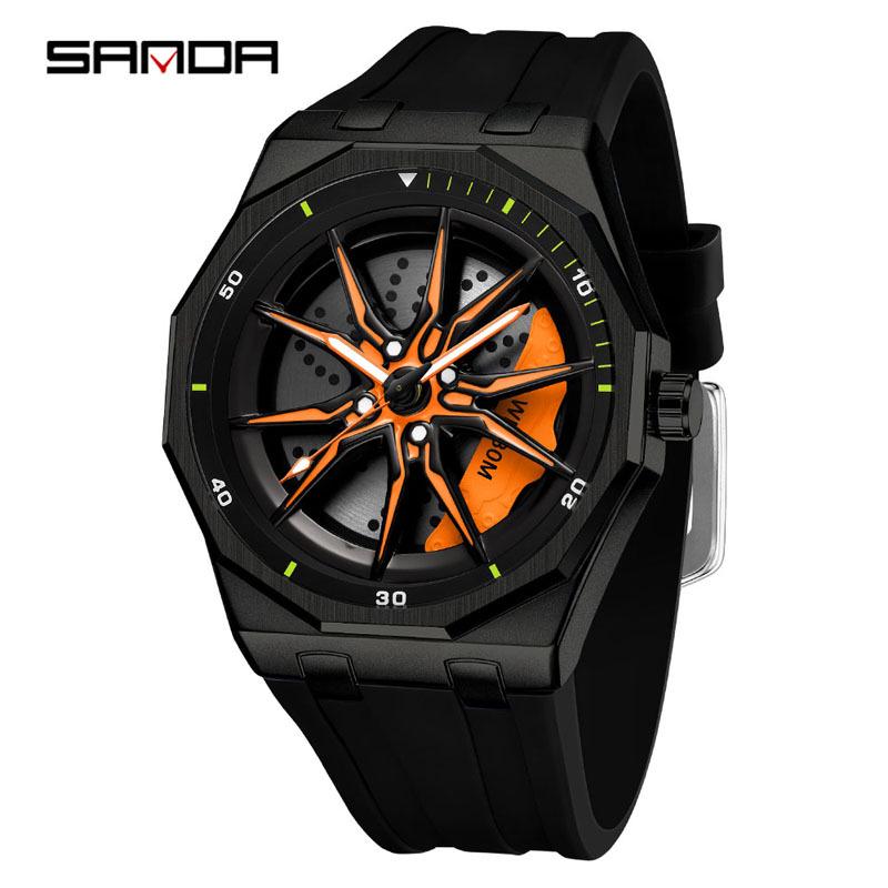 Sanda Student Three-Hand Sports Watch: 3D Rotating Dial, Waterproof, Alloy Luminous Quartz