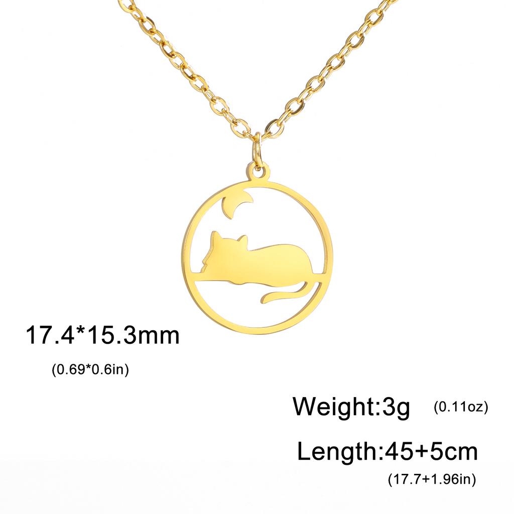 Cazador Walking Cat Kitten Necklace for Women Stainless Steel Round Pendant Animal Chain Necklaces Jewelry 2026 Wholesale New