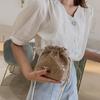 1pc Chic Women’s Drawstring Bucket Bag - Lightweight Polyester Crossbody with Floral Embroidery, Adjustable Strap & Decorative Flower Design
