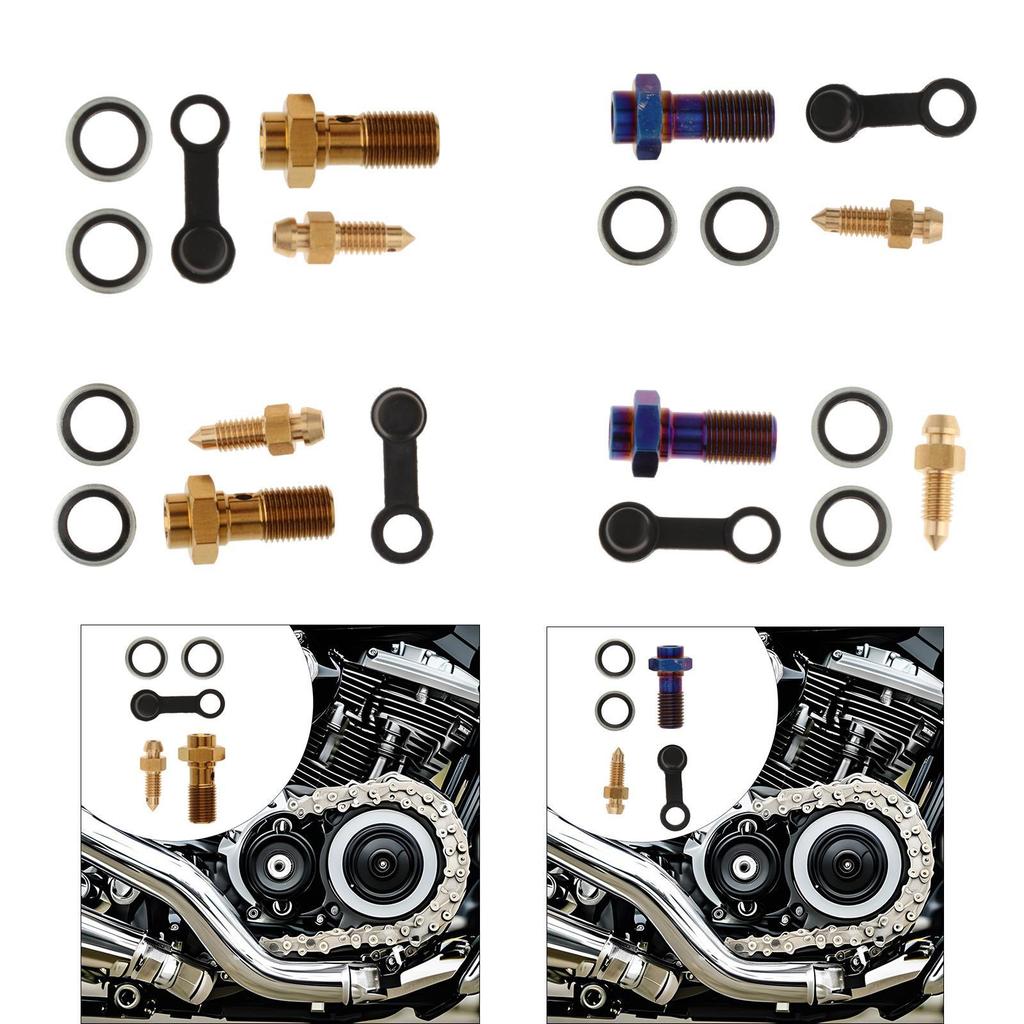 M10x1.0mm Banjo Bolt Bleeder Screw Washer Set Fuel Oil Pump Brake Adapter for Master Cylinder