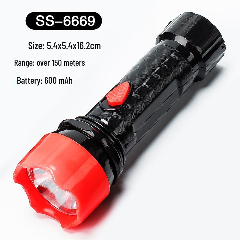 Rechargeable LED Flashlight: Mini, High-Power, Strong Illumination, Lightweight Plastic Design for Household Use