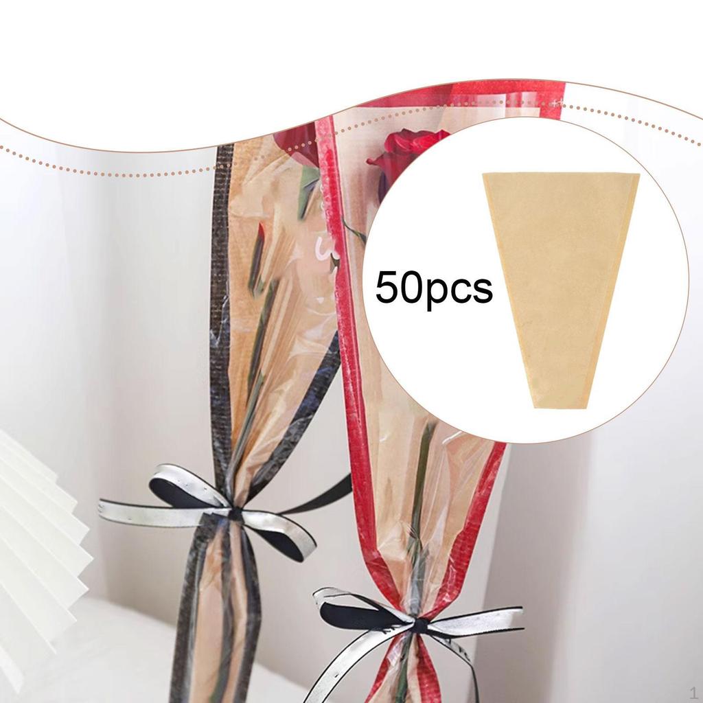 50 Pieces Flower Wrapping Bags Bouquet Bag Multifunctional Floral Packing Sleeves for