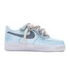 Nike Air Force 1 Leather Slip Resistant Abrasion Resistant Low Top Skateboard Shoes Women's Blue Gray DD8959-100(Team80-''T10)