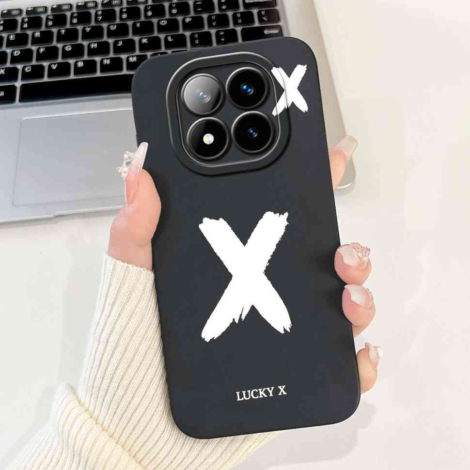 For Xiaomi Redmi Note 14 Pro+ 5G Case Black Lucky Letter A-Z Soft Silicone Cover For Redmi Note 14Pro Plus 5G 6.67" Phone Cases