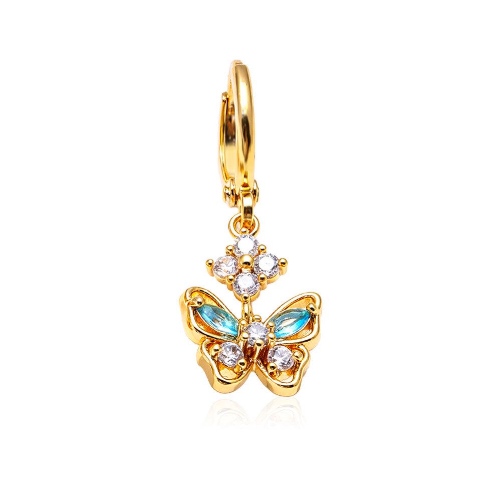 High-End Butterfly Bow Heart Gold-Plated Women's Earrings