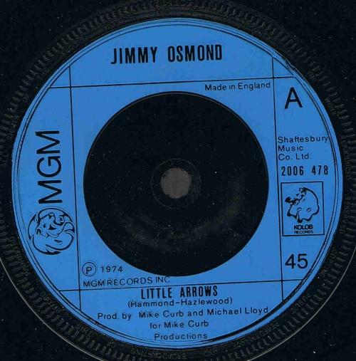 

7inch Record JIMMY OSMOND Little Arrows 2006478 MGM Records 1974 UK Pop Used