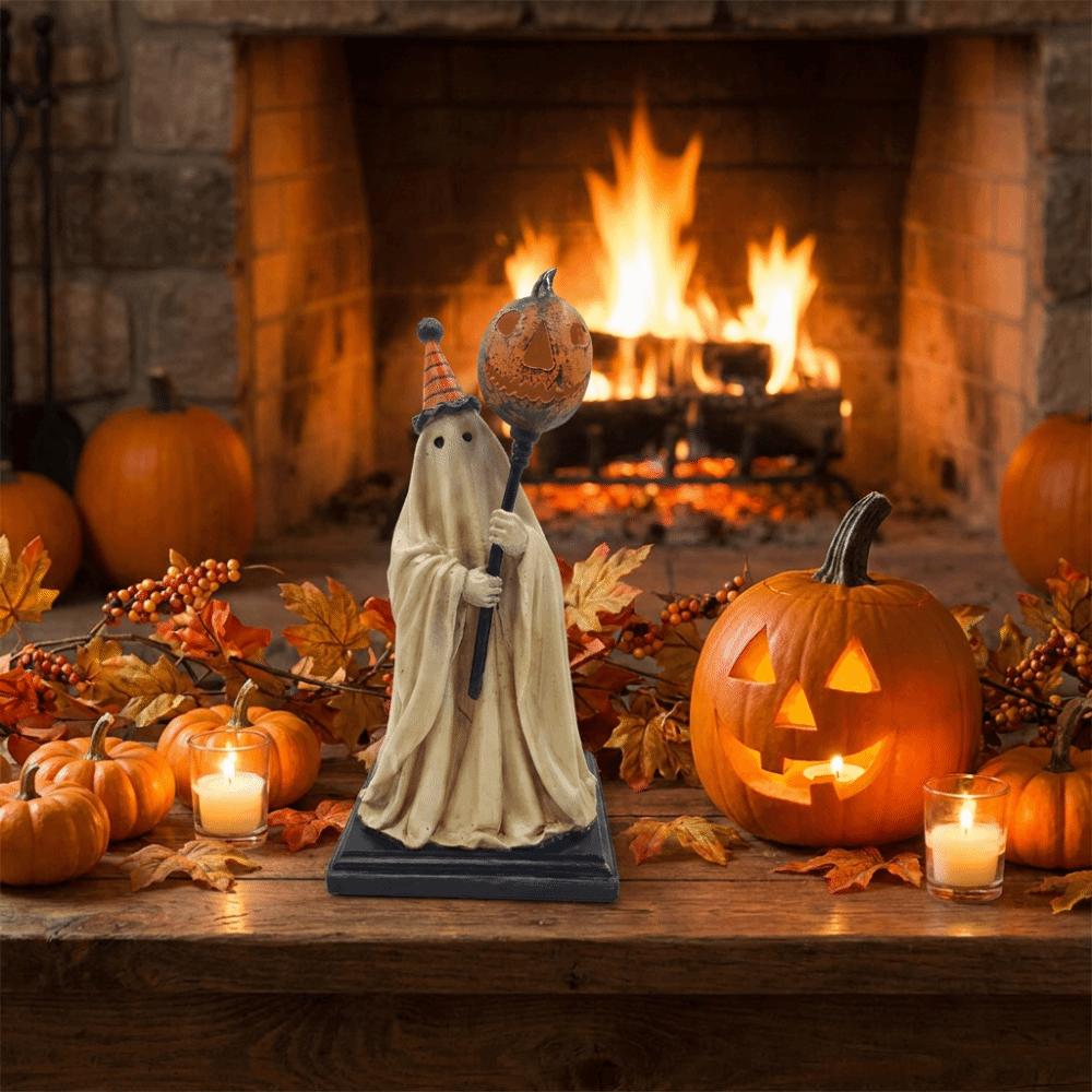 Retro Vintage Geist Figurine Gruselige Harz Kürbis Verzierung Einzigartige Spukige Halloween Statue Tischmittelstück