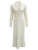 Multi-color Modal Stretch V-neck Gold Button Curve Slim-fit Mermaid Dress