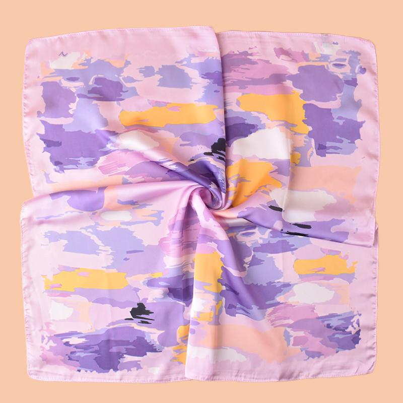 1PC Women's Colorful Patterned Thin Satin Silk-Like Square Scarf Bohemian Casual Neck Wrap Lightweight Comfortable Shawl