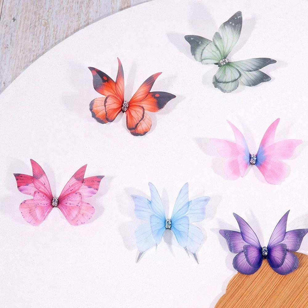 50Pcs 3D Organza Fabric Butterfly Appliques Clothes Sewing Patch  Bridal Hair Accessories