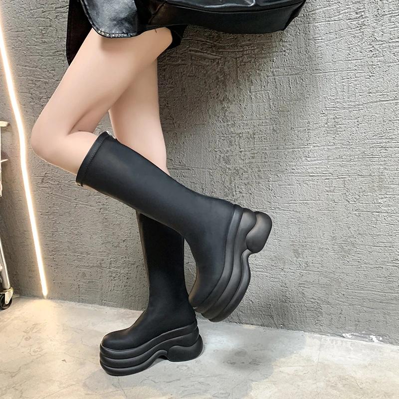 модные зимние женские ботфорты до колена — фото 7