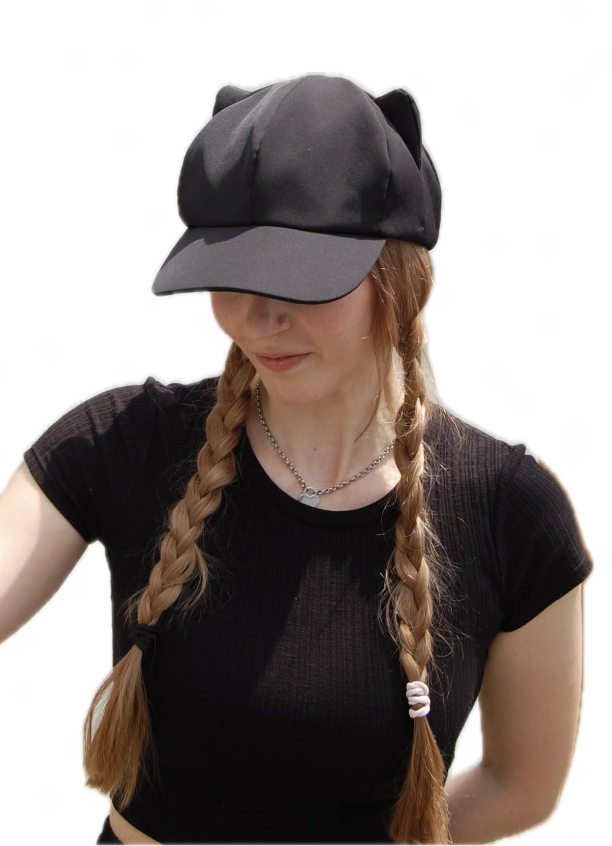 

Sole Only Cat Ear Cap for Women Beige UV Sunshade Korean Style [$ole only] - Soft, Adjustable, Black, - Cute, Stylish, Protection, - (Black) чорний