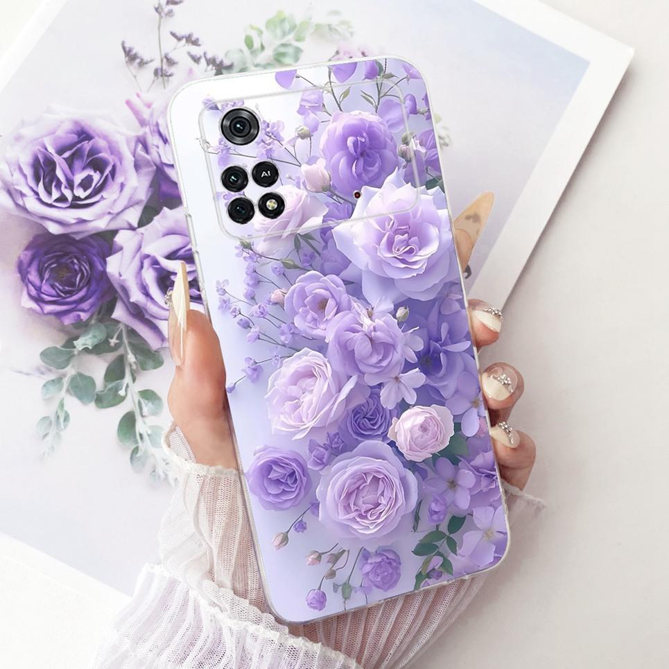 Luxury Flower Butterfly Bow Pattern Casing For Xiaomi Poco M4 Pro 4G 5G Back Cover Clear Soft Silicone Phone Case For PocoM4