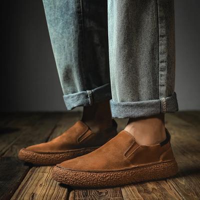 2024 Nuove scarpe casual da uomo in vera pelle, mocassini da uomo in pelle scamosciata, slip on, scarpe basse da uomo traspiranti, scarpe da guida da uomo