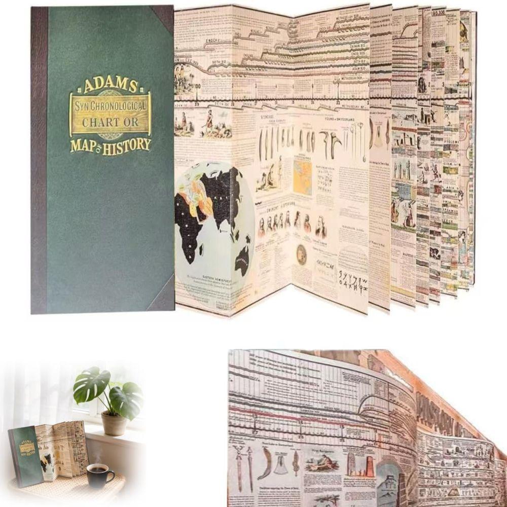 Folded Chart Adams Time Chart Map of History Book Adams Synchronological Chart Paper Material History Timeline Map Gold Stamping