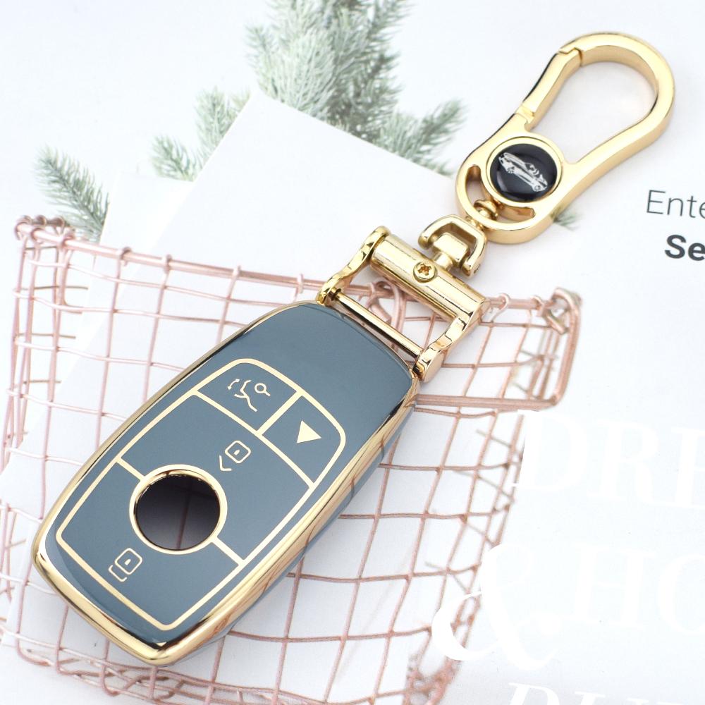 4 Buttons TPU Car Key Case Cover For Mercedes Benz E Class GLC CLE CLA GLB GLS W177 W205 W213 W222 X167 AMG E200 E260 Key Ring