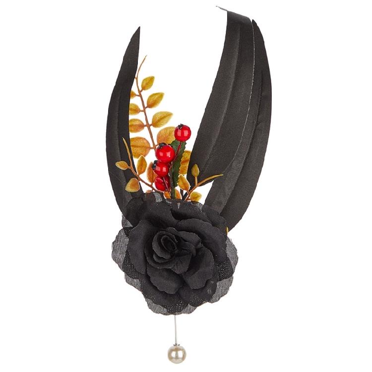 Fashion Black Flower Brooch for Cosplay and Festive Attire Adult Woman Girl Teen Halloween Costume Decorative Brooch