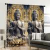 Set Of 2 Flat Printing Party Curtains Two Buddhas Lotus Position Art Polyester Without Electricity Birthday Applies Curtain Made